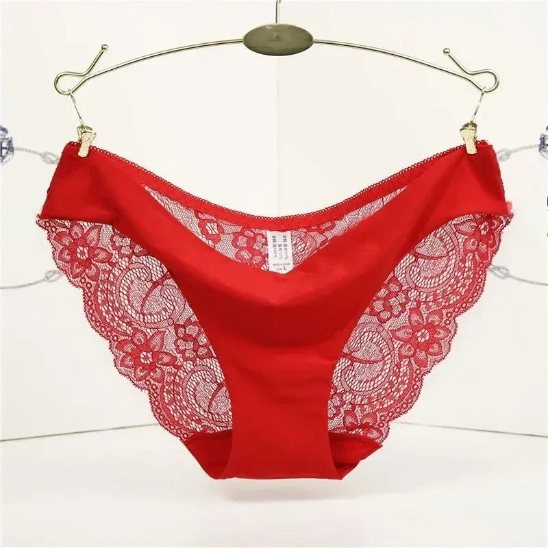Women's Invisible Underwear Spandex Crotch Intimate Women Sexy Lace Black Floral Panties Seamless Panty