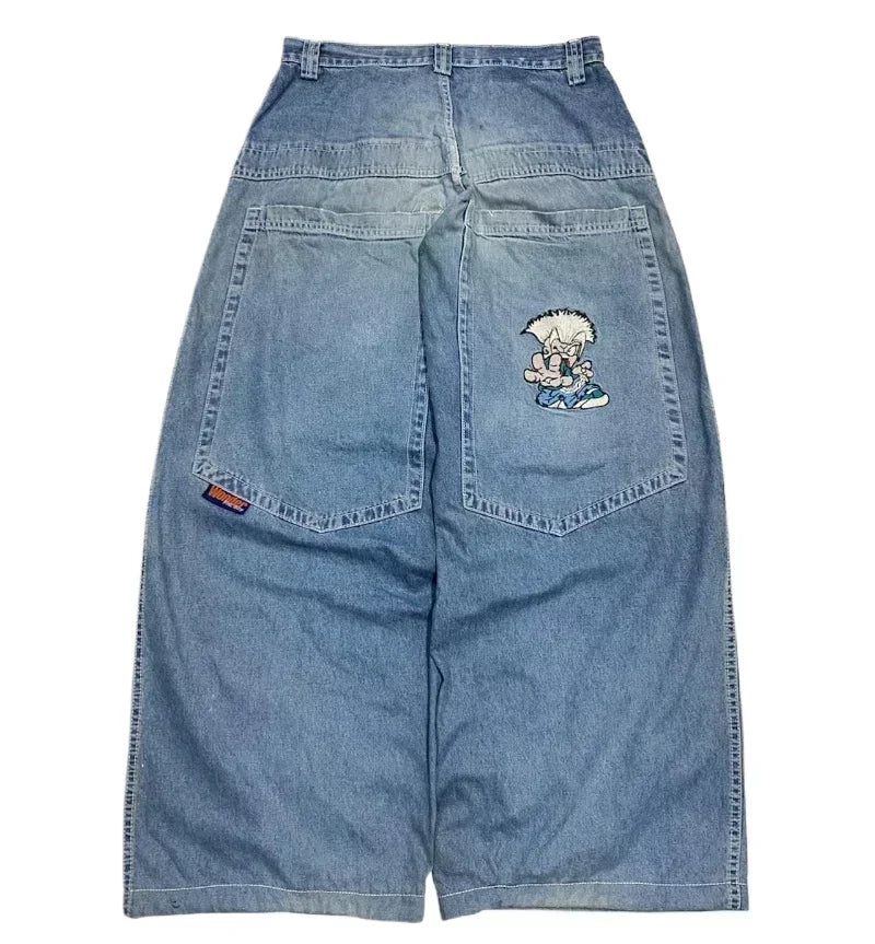 American Street Fashion Trend Big Pocket Loose Jeans Women Harajuku Y2K New Hip Hop Vintage Oversized Jeans Unisex Mopping Jeans