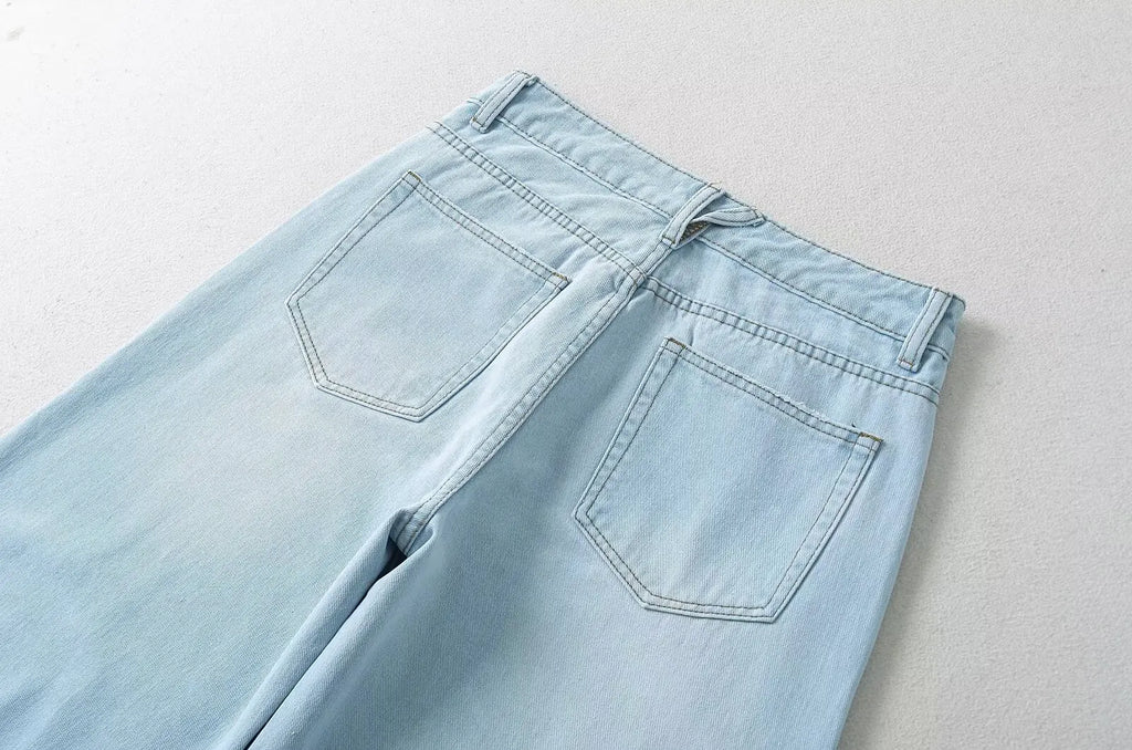 Women's Denim Pants Baggy Jeans Y2k Vintage Flared Wide New Low Waist Rise Oversize Pant Harajuku Fashion Woman Trousers