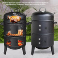3-Tier Charcoal Smoker Grill, Outdoor & Home Hanging BBQ Smoker, Portable Barbecue Grill