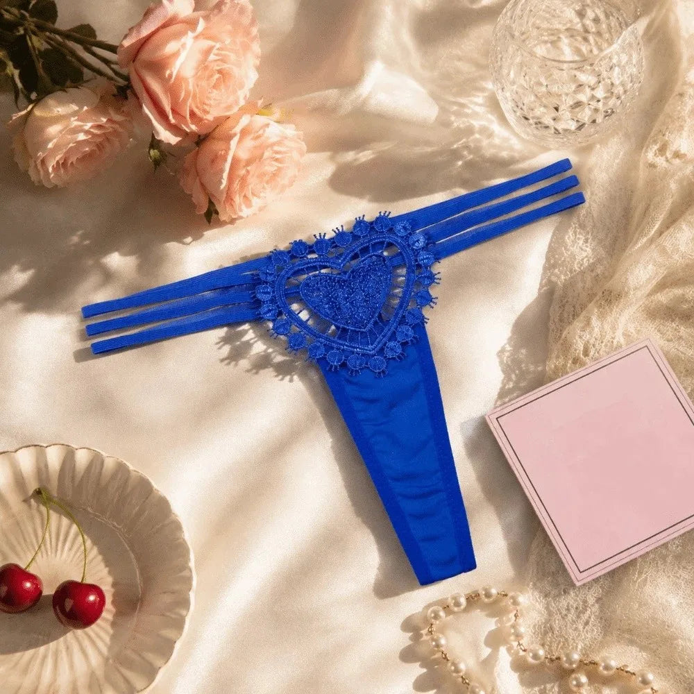 Intimate Wear Low Waist Ladies' Underwear Lace Heart Thin Strap T-back Briefs Hollow Out Panties Women's Thong Girl