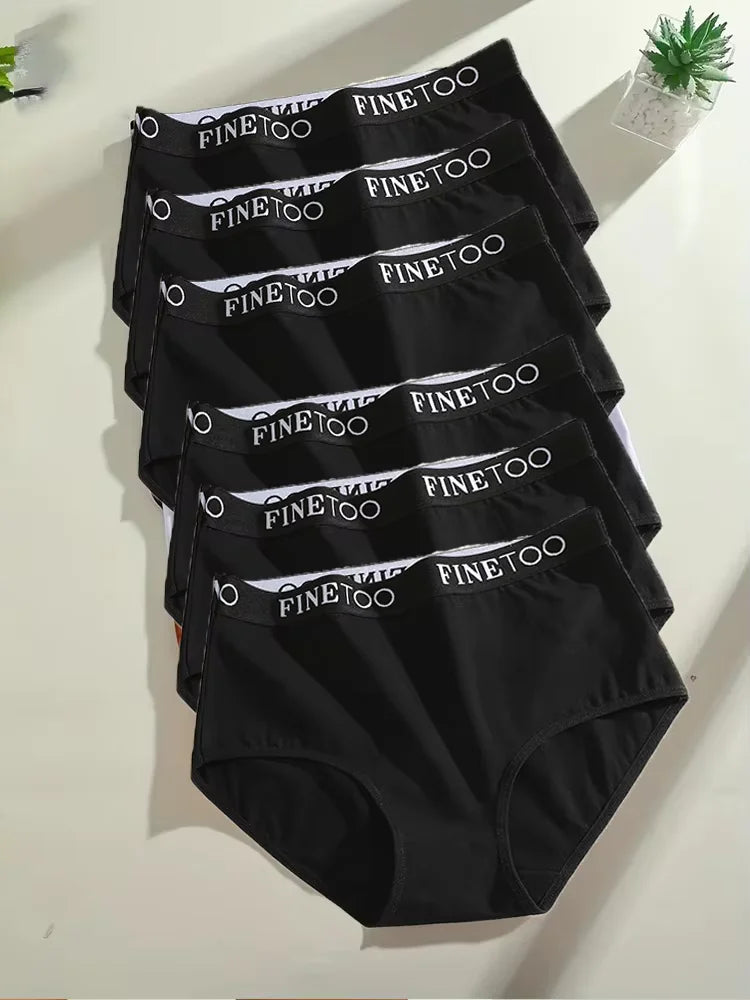 Finetoo 6Pcs/Set Women Cotton Seamless Briefs Women Plus Size Panties Breathable Underwear Female High Waist Soft Lingerie S-XXL