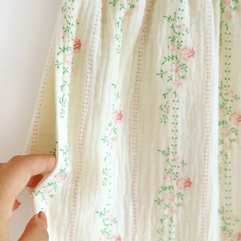 100% Cotton Gauze Women Pajamas 2025 New Spring/Autumn Sleepwear Female 2 Piece Set Nightwear Lady Pyjamas Loungewear