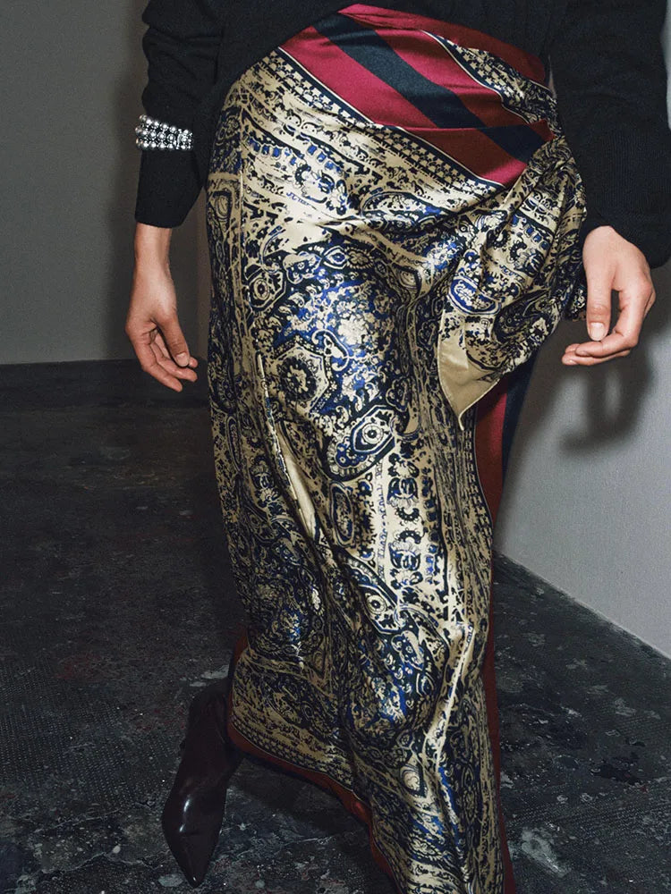 Autumn New Arrival ZA2025 Women's Faionable Versatile Paisley Wrap Skirt f-length Skirt 90700 330 Ethnic Stage Costume
