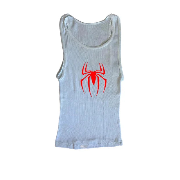 Y2k Tank Tops Sexy Women Summer Camis Punk Y2K Harajuku Sleeveless Spider Printed Tights Vest Femme Streetwear Graphic EMO Girls