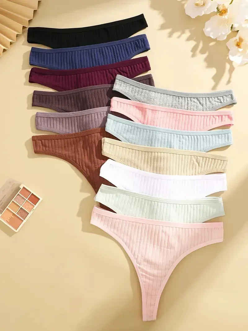 15Pcs/Set Women Cotton G-Strings Panties Female New Color Low Rise Thongs Ladies Sexy Bikini Girl Soft M-XL Intimates Lingerie