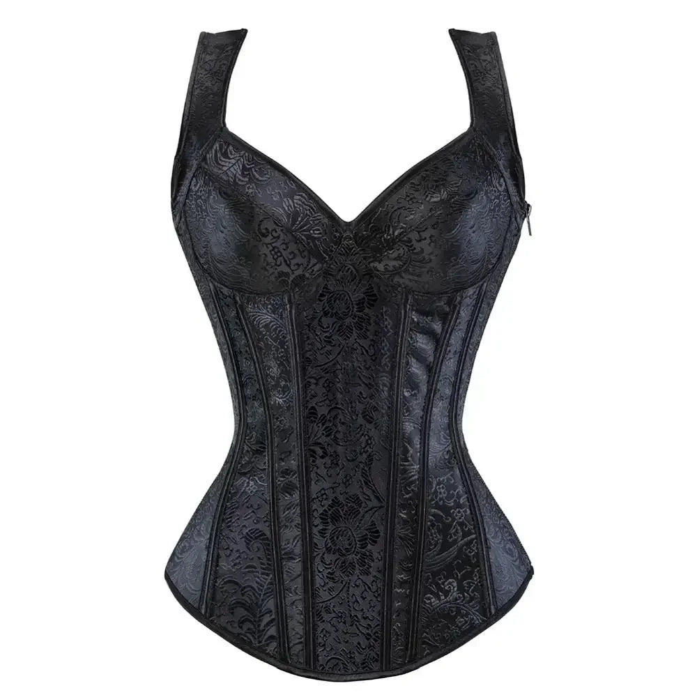 Women's Corsets Flower Embroidery Corset Vintage Strap Bustier Jacquard Zip Corsage Push Up Korsett Lace Bustiers Party Costume