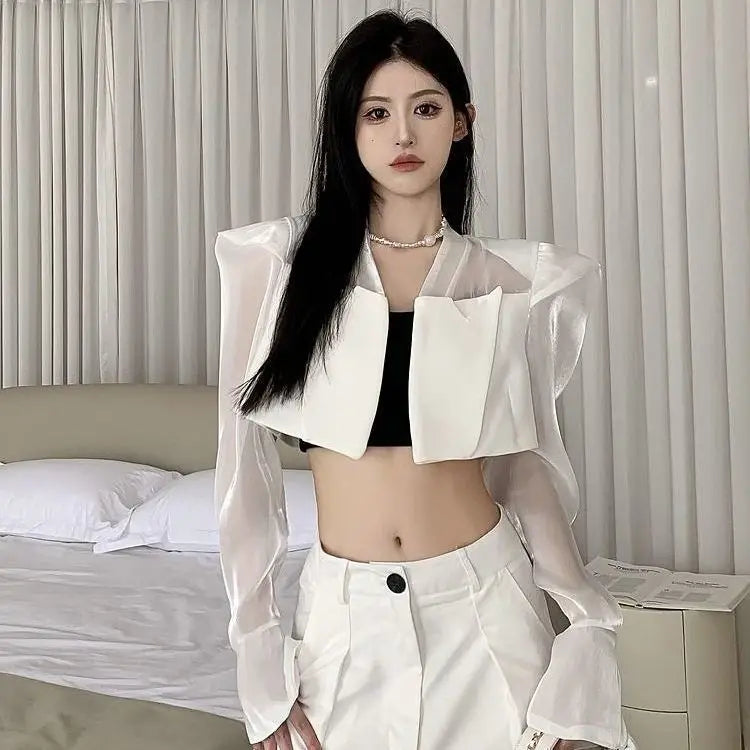 Blazers Women Chic Leisure Streetwear Patch Designs Summer Creativity Holiday Flare Sleeve Sexy Ulzzang Fashion Casual Fit New