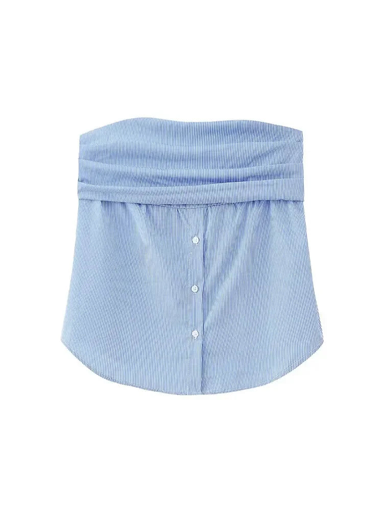 Women Lady Strapless Tube Corset Side Tops Solid Vintage Off Shoulder 2023 Women's Sexy Slim Backless Poplin Bustiers Top