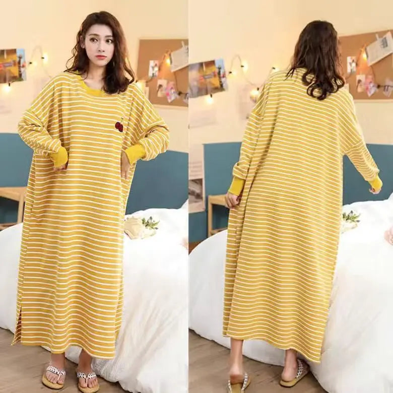 Women's Sleepwear 2023 New Spring Summer Long Sleeve Loose Home Clothes Striped Student Women's Home Suit Sweet Style Print