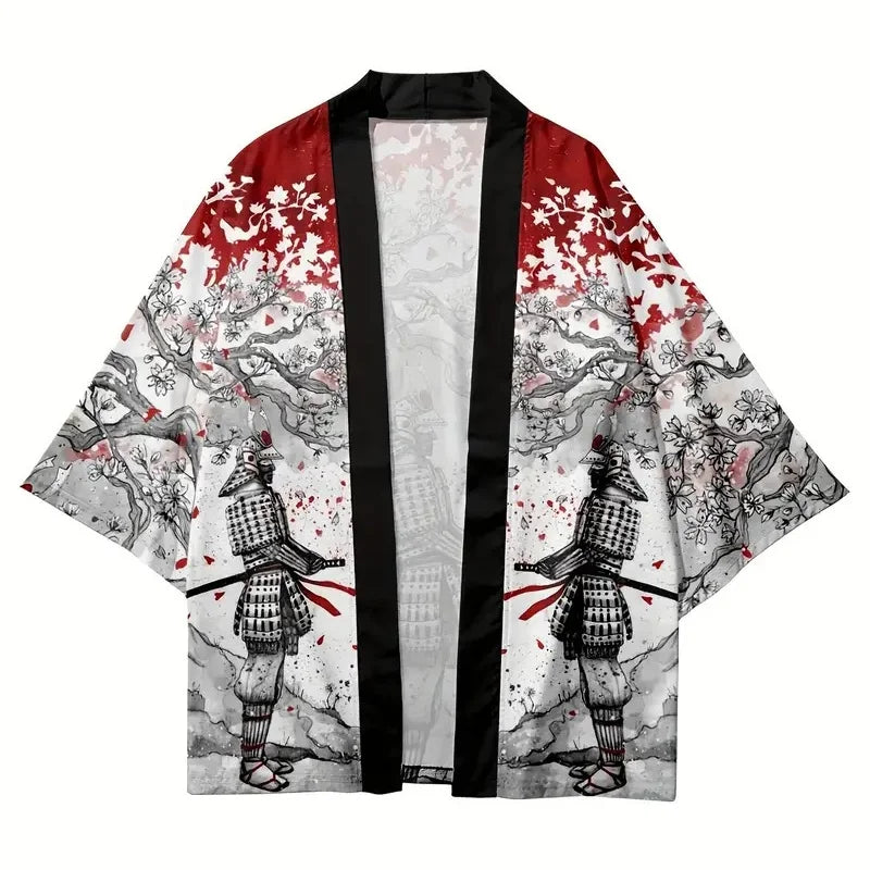 2024 New Japanese Cat Print Kimono Female Male Japanese Haoli Street Wear Cardigan Yukata Cosplay Samurai Street Fashion