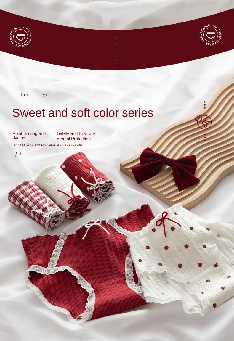 5Pcs/set Cotton Panties for Women Girl Briefs Underwear Plus Size Cute Soft Short Pantys Sexy Lingerie Female Ladies Underpants