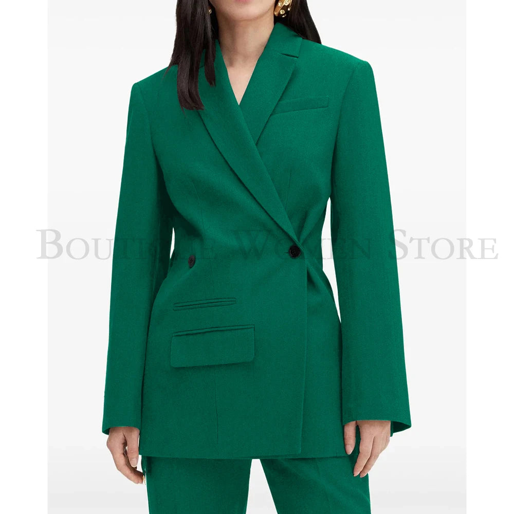 Elegant Brown Women Suits Formal Double Breasted Slim Fit Blazer Elegant Office Lady 2 Piece Jacket Pants Outfits Clothing