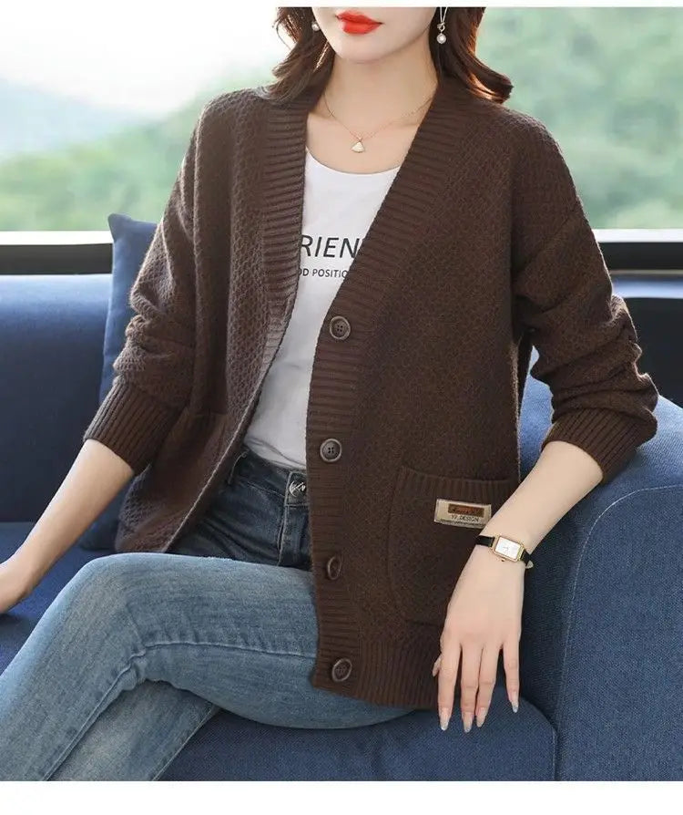 Fashion Fall Winter Clothes Woman Knitwear Top Buttons Long Sleeve Jacket For Women Sweater Tops Casual Ladies Cardigan Coat