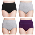 4pcs/pack High Waisted Postpartum Underwear Womens Cotton Underwear Soft Breathable Full Coverage Stretch Panties