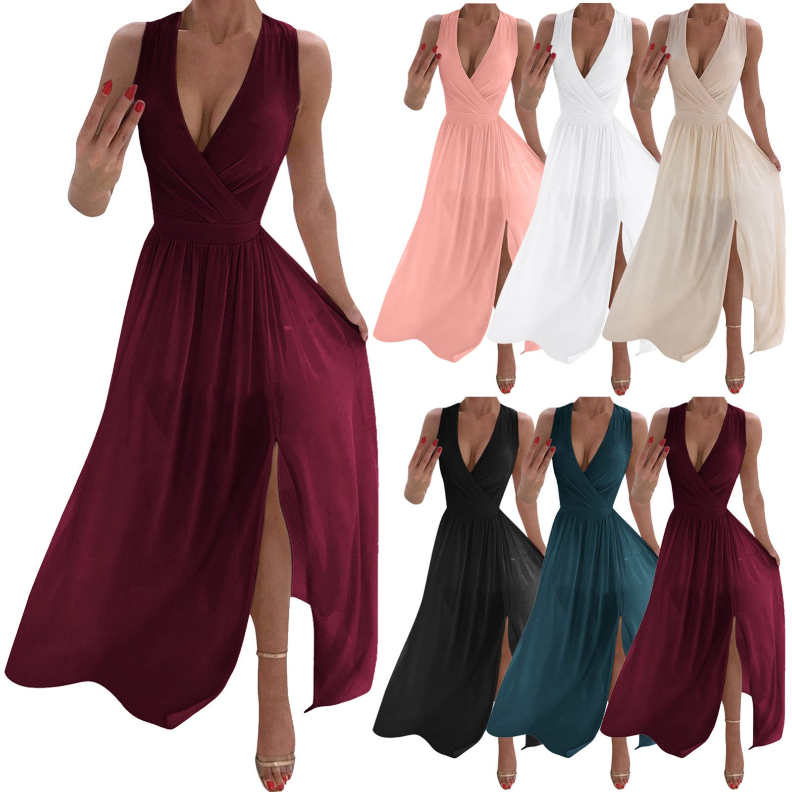 Sexy Women Dresses Outfits 2023 Plus Size Beach V-neck Dresses Summer Party A-line Midi Formal Dresses Women's Clothing 원피스