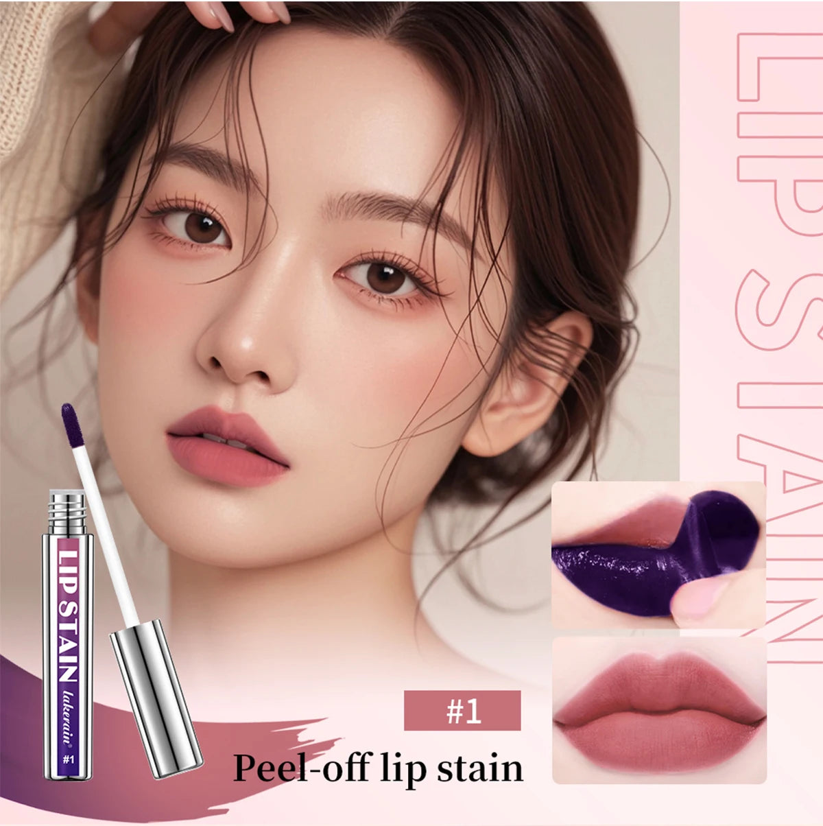 Peel Off Lip Stain 3 Colors Reveal Long Lasting Waterproof Pink Lip Tint Transfer Proof Non-stick Cup Lip Stain Women's Cosmetic