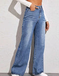 Blue Jeans for Women Wide Leg Pants Straight Long Pant Denim Trousers High Waist Y2k Loose Elegant Trouser Autumn Spring 2025