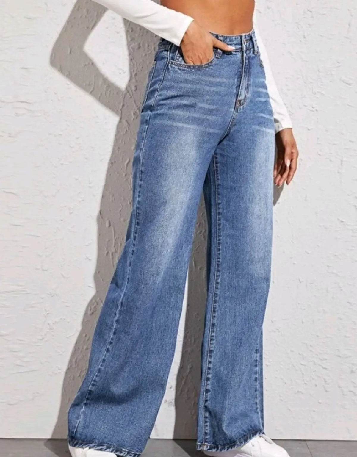 Blue Jeans for Women Wide Leg Pants Straight Long Pant Denim Trousers High Waist Y2k Loose Elegant Trouser Autumn Spring 2025
