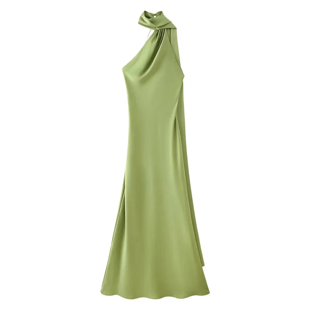 Women's Selling Fast Silk-Satin Feeling Halter Neck Dress European and American Style Sleeveless Summer Fashion Dress