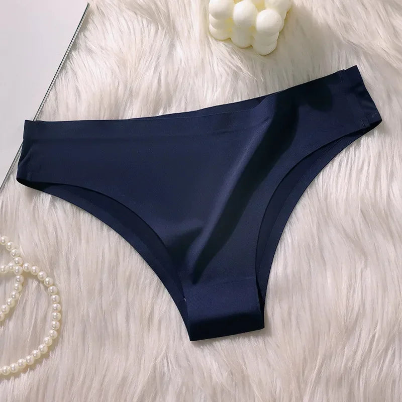 Seamless Panties Women Sexy Underwear Ice Silk Underpants Low Waist G-string Female Soft Solid Ultra-thin Briefs Трусы Женские