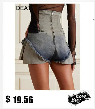 DEAT Fashion 3D Printed Wide Leg Curved Jeans Women's High Waist Loose Blue Streetwear Denim Pants New Tide Summer New 7AB9379
