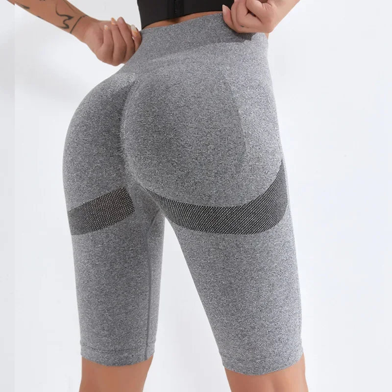 Sports High Waist Shorts Seamless Fitness Yoga Shorts High Elastic Slim Gym Trainning Leggings Hip Liftting Knit Leggings