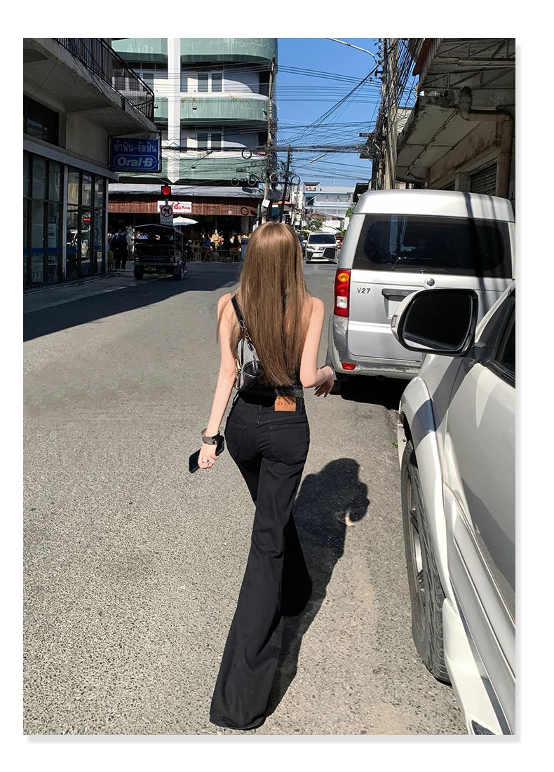 KSTUN 2025 New Low Waist Boot Cut Jeans For Women Fashion Stretch Denim Flared Pants Black Casual Female Bell Bottom Trousers