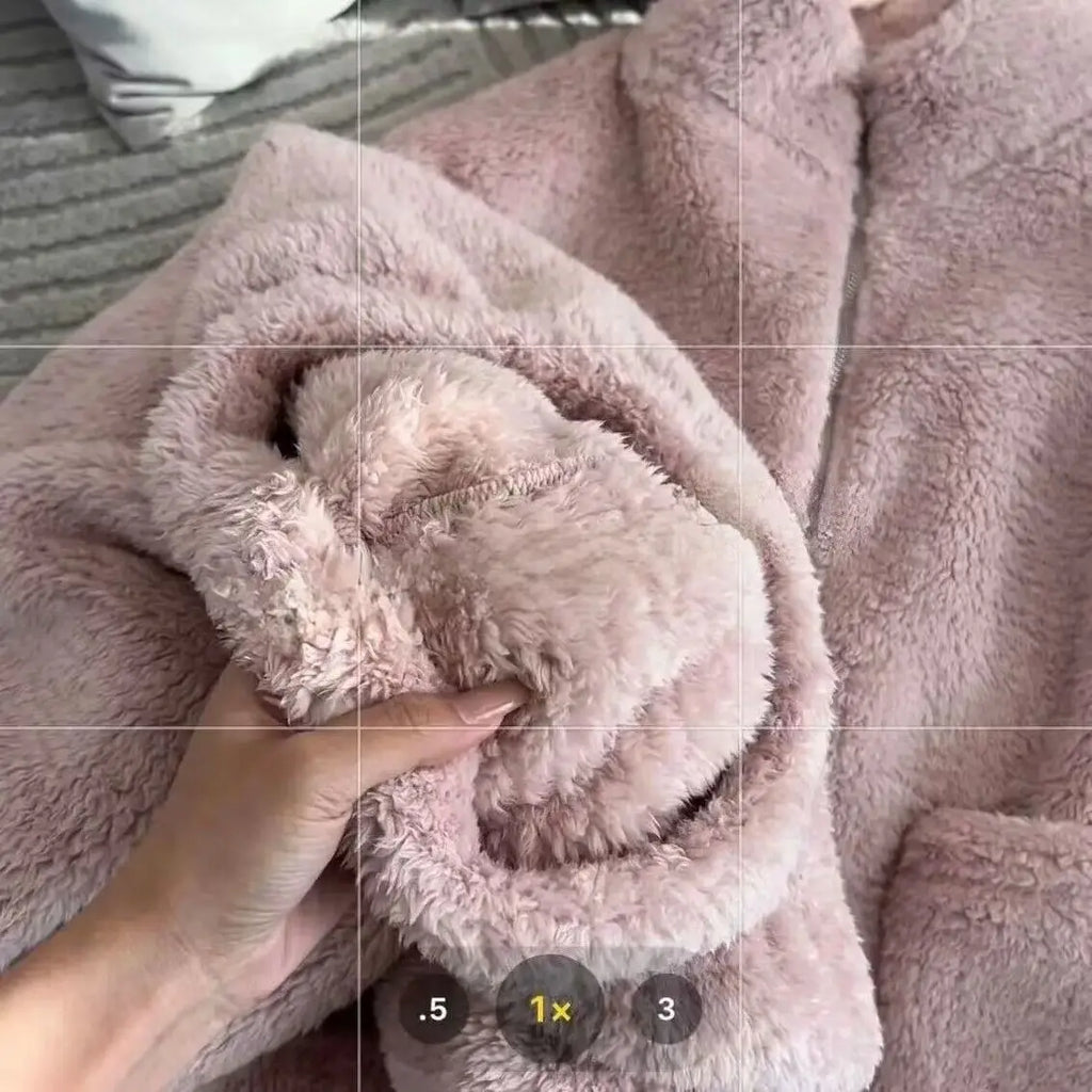 Winter Coral Velvet Pajamas Women Thickened Warm Zipper Loungewear Two-Piece Set Large Size Long Sleeves Sleepwear Homewear