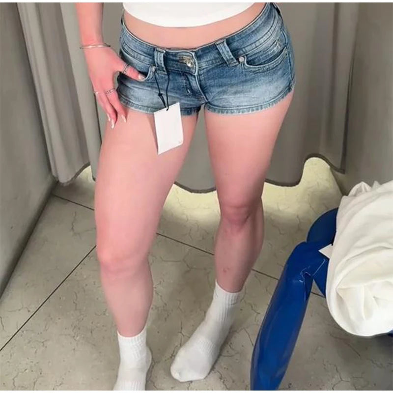 Summer Sexy Woman Denim Mini Pants Slim Low Waist Pockets Straight Short Jeans 2026 New Fashion High Street Women's Trousers