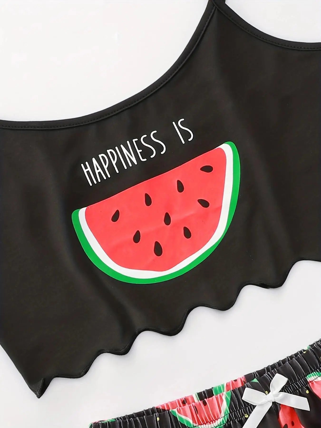 Watermelon Lettuce Women Pajama Set Sleeveless O Neck Crop Top & Elastic Waist Shorts 2 Pieces Female Sleepwear Summer Nightwear