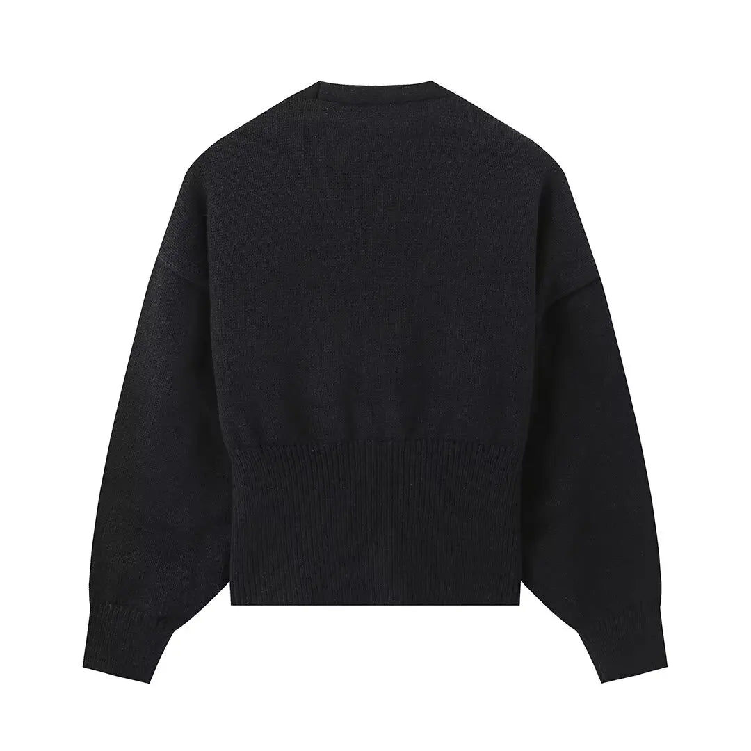 HH Woman Autumn Long Sleeves Slim Casual Sweater High Street Coat Women Solid Single Button Deep V-Neck Knitted Cardigan