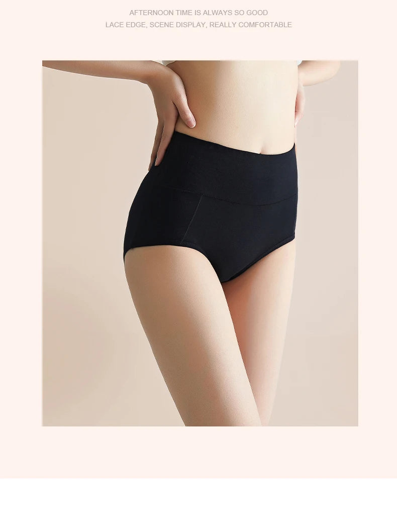 3Pcs High Waist Women's Panties Leak Proof Menstrual Pants Widen Period Underwear Cotton Physiological Plus Size Female Briefs