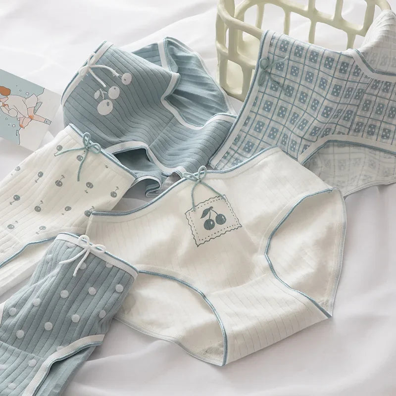 5Pcs/set Cotton Panties for Women Girl Briefs Underwear Plus Size Cute Soft Short Pantys Sexy Lingerie Female Ladies Underpants