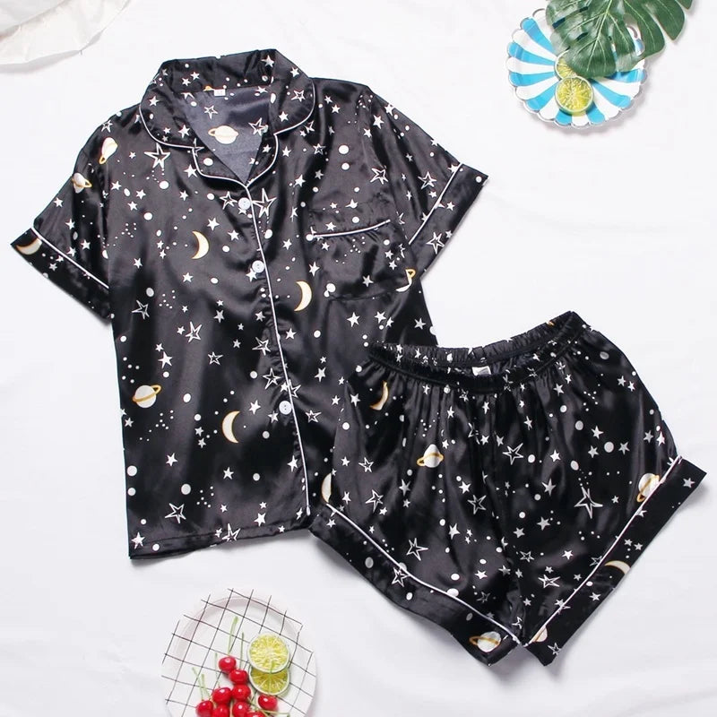 Spring Autumn pajama women Silk Satin pajamas set Long sleeve Shirt with Trouser Sleepwear Loungewear Female Pyjamas Suits Mujer