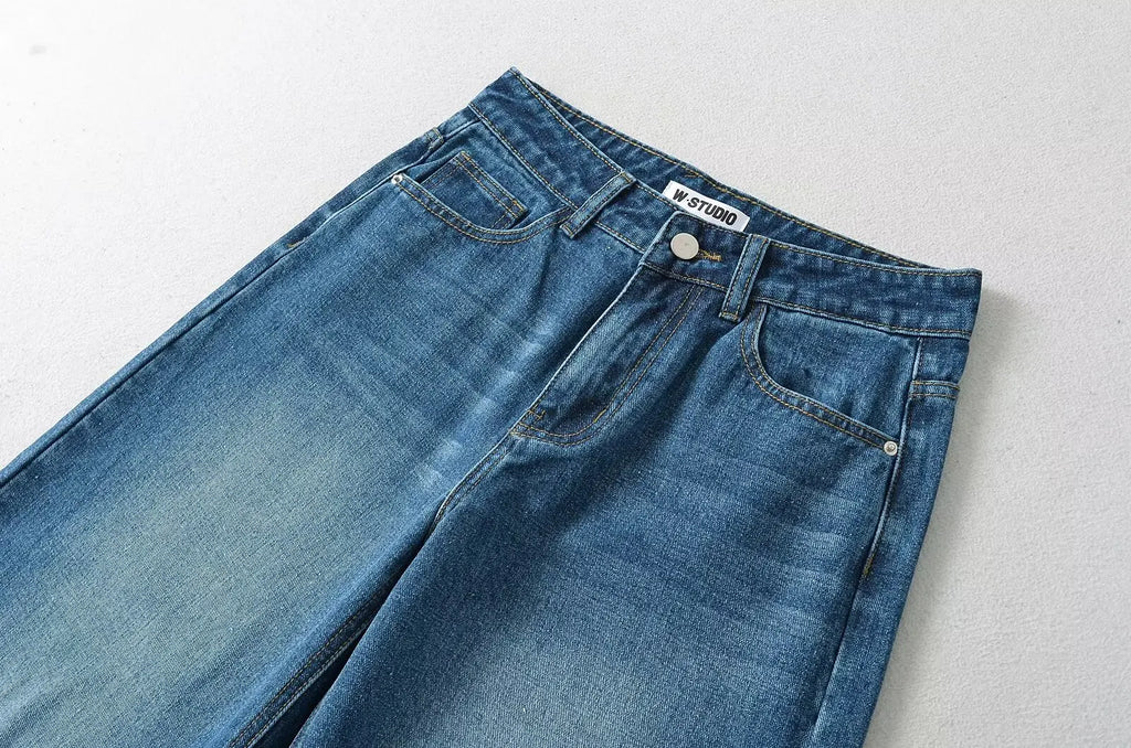 Women's Denim Pants Baggy Jeans Y2k Vintage Flared Wide New Low Waist Rise Oversize Pant Harajuku Fashion Woman Trousers