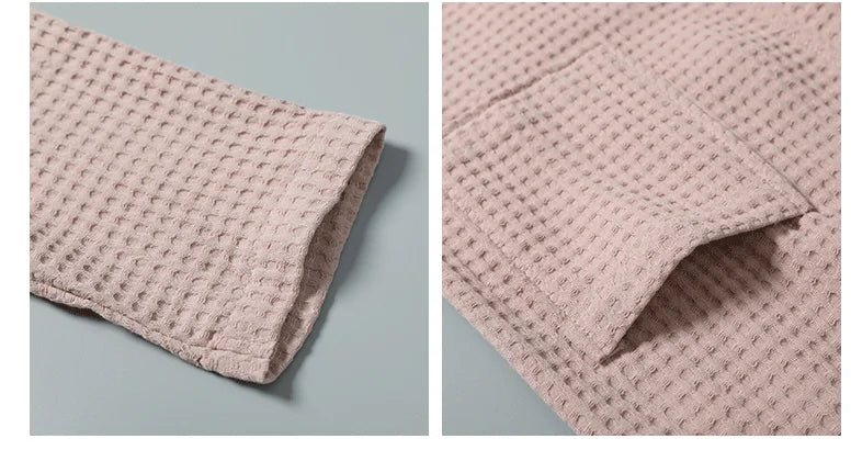 Cotton Bathrobe Spring/summer Thin Morning Robe Long Waffle Hotel Beauty Salon Bathrobe Women Sleepwear Sexy Pajamas Bath Robes