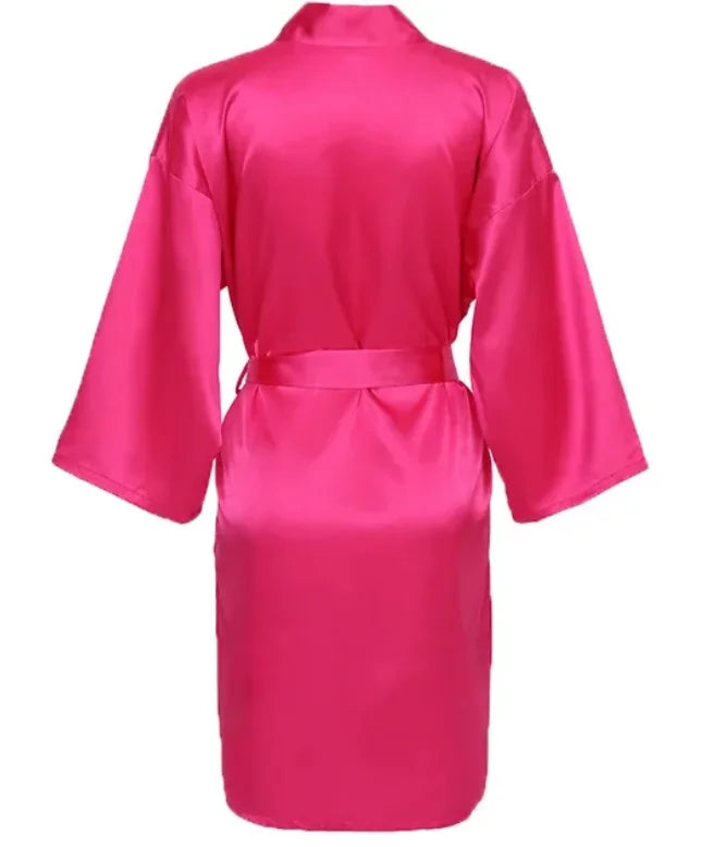 Wedding Party Team Bride Robe Without Letters Kimono Satin Pajamas Bridesmaid Plain Bathrobe SP088