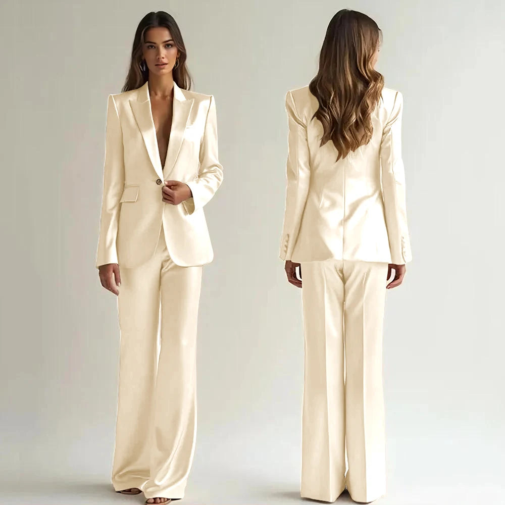 Luxury High Quality Women 's Suit One Button 2 Piece Jacket Pants Female Clothing Slim Fit Smart Office Banquet Lady Blazer Set
