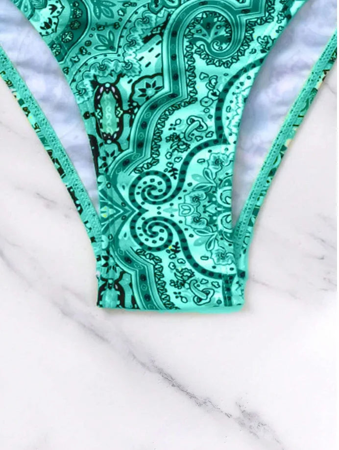 2026 Push Up Halter Bikini Printed Swimsuit Women Sexy Strappy Swimwear Female Bathers Bathing Swimming Swim Suit Beachwear