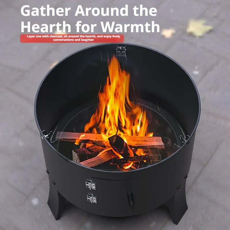 3-Tier Charcoal Smoker Grill, Outdoor & Home Hanging BBQ Smoker, Portable Barbecue Grill