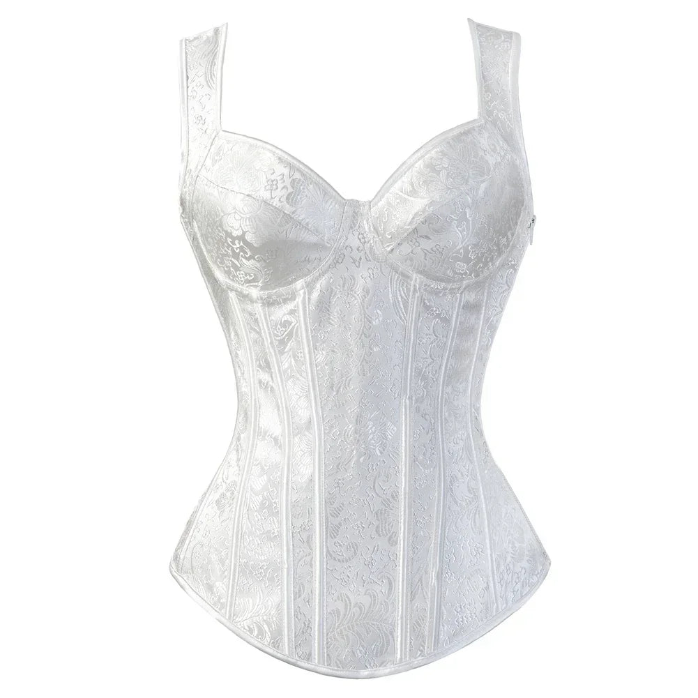 Women's Corsets Flower Embroidery Corset Vintage Strap Bustier Jacquard Zip Corsage Push Up Korsett Lace Bustiers Party Costume