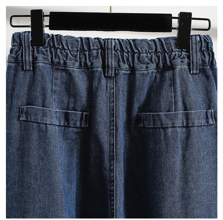 Oversized Women Jeans Spring Elastic Waist Wide Leg Loose Denim Harem Pants Large Size Female Baggy Pants