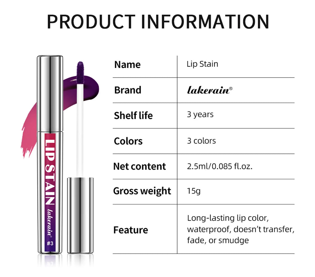 Peel Off Lip Stain 3 Colors Reveal Long Lasting Waterproof Pink Lip Tint Transfer Proof Non-stick Cup Lip Stain Women's Cosmetic