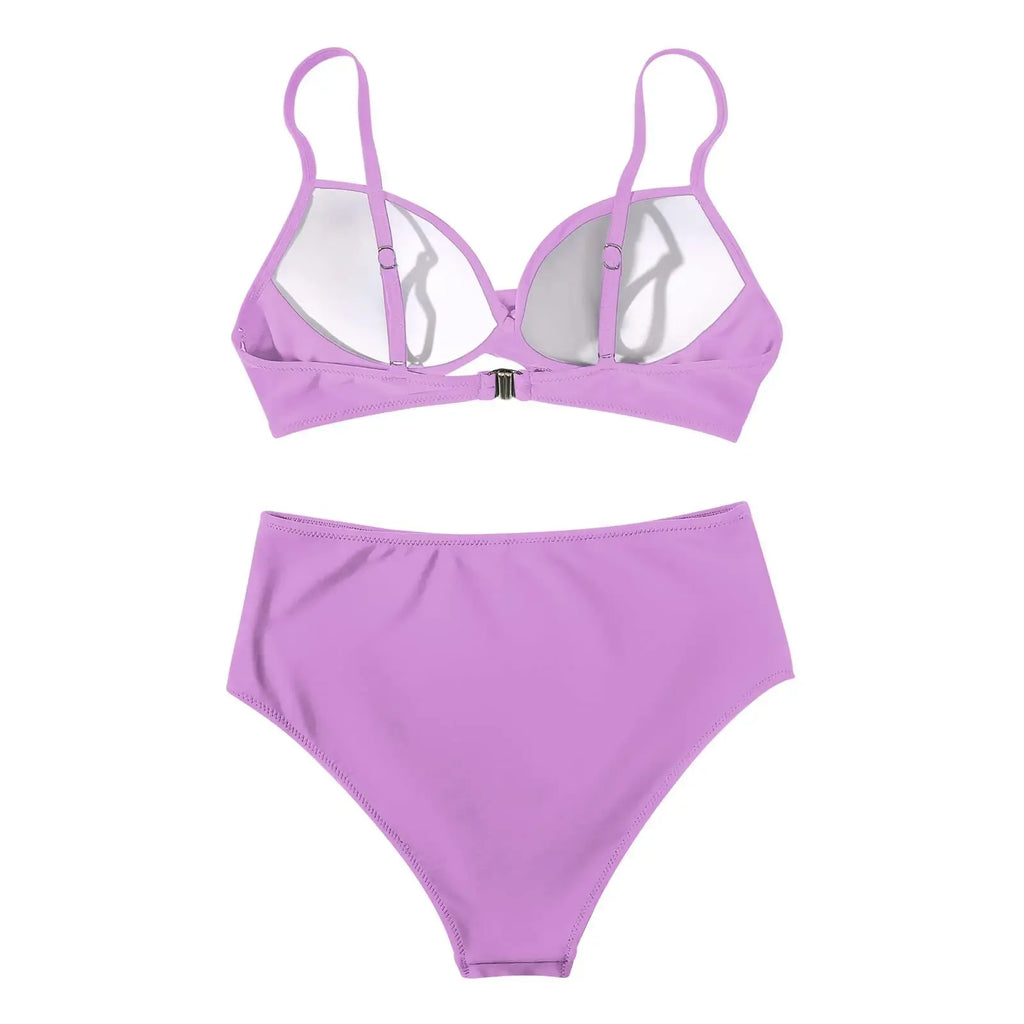 Slimming High Waist Bikini Set Women's Multi-Color Hard Bag Gathered Bikini Ideal for plus Size Swimsuits And Beachwear