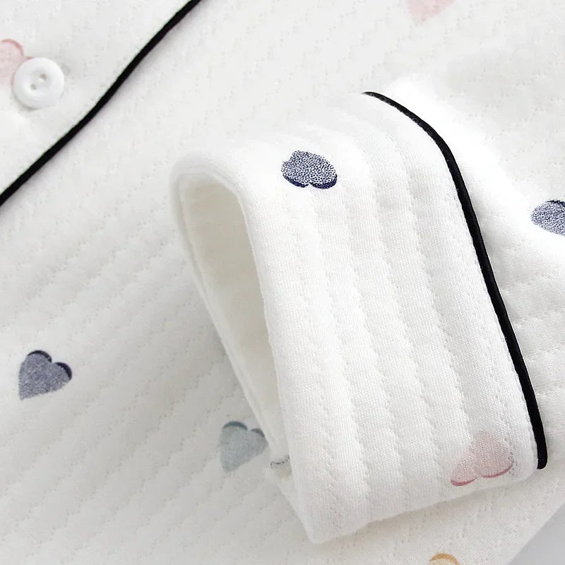 Japanese ladies pajamas set 2026 new autumn and winter air cotton layer thickening long-sleeved cute home clothes pure cotton