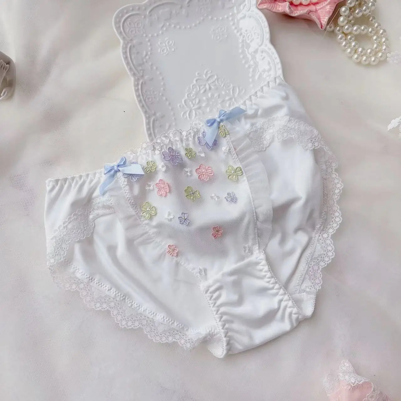 Cotton Ruffle Cute Lovely Sweety Girl Panties Bow Japanese Princess Style High Elasticity Breathable Sexy Women Underwear Breifs