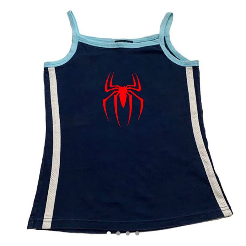 Y2k Tank Tops Sexy Women Summer Camis Punk Y2K Harajuku Sleeveless Spider Printed Tights Vest Femme Streetwear Graphic EMO Girls