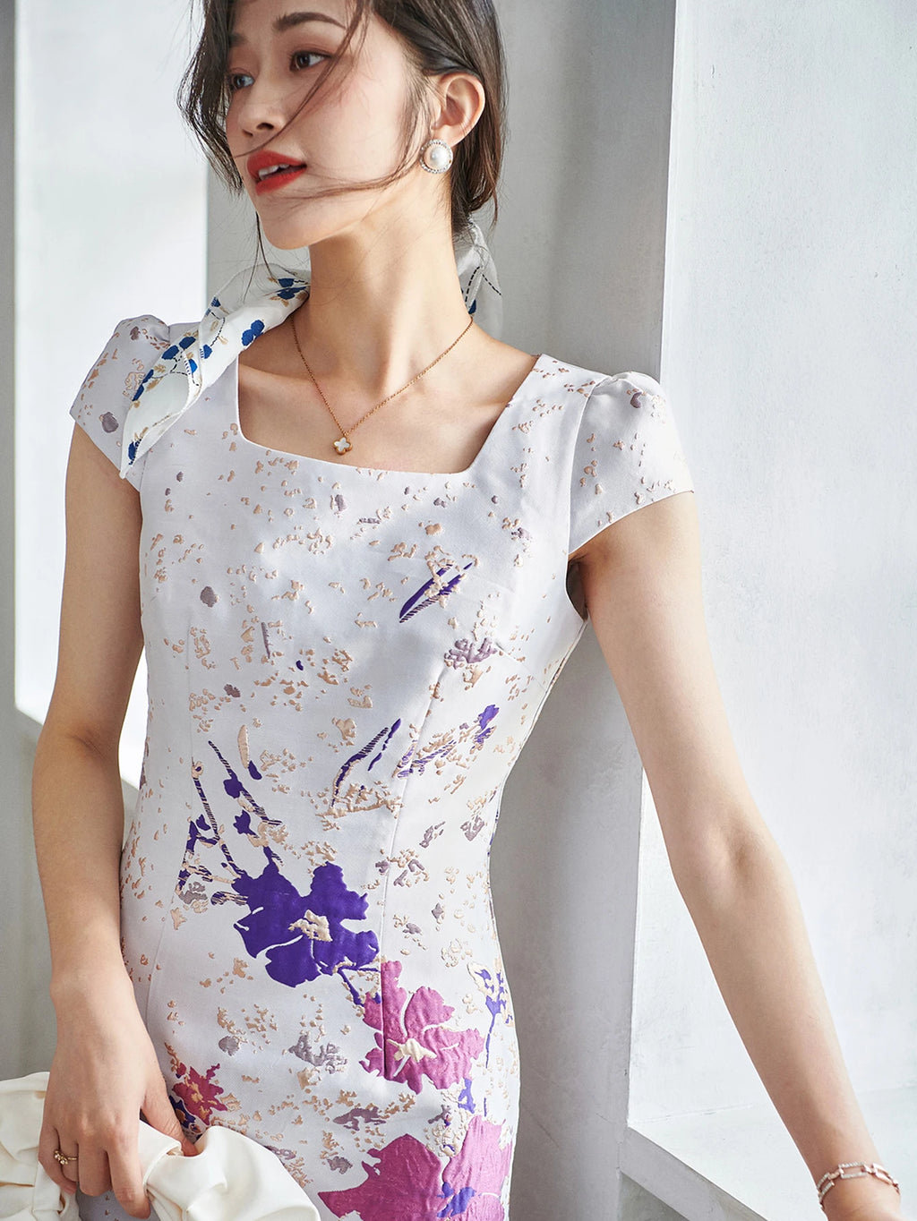 DEVCHATA Summer Elegant Jacquard Women Dress Mid-Calf Luxury Brocade Dress Floral Party Femme Vintage Vestidos Evening Clothing