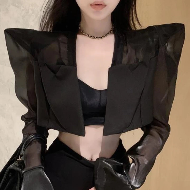 Blazers Women Chic Leisure Streetwear Patch Designs Summer Creativity Holiday Flare Sleeve Sexy Ulzzang Fashion Casual Fit New